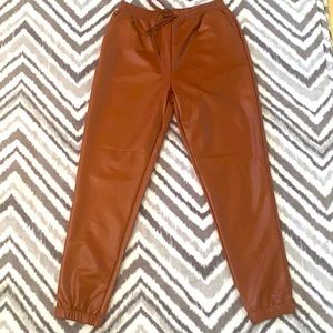 Faux Leather Joggers